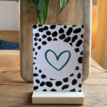 ViaSuuS hartjeslijn , A6 kaart zwart wit met petrol hartje