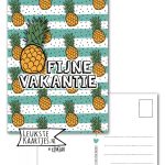 Leukste kaartjes, kaart A6, Ananas print `Fijne vakantie`