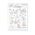 Krima & Isa , stickervel 13cmx15cm , Baby dieren ( per vel )