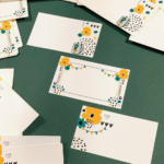 ViaSuuS print petrol/oker, adreslabels 6 stuks