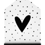 Zoedt, decoratie `huisje` zwart wit met hartje in houder