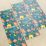 ViaSuuS Floral Suzie minikaartjes set van 6 , Petrol