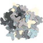 Decoratie vlinder groen / petrol ( +/_) 20mmx5mm hout  , assorti per 12 stuks