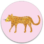Liefs Karlijn , stickers rond 50mm , Roze panter ( per 10 stuks )