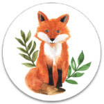 Liefs Karlijn , stickers rond 50mm , Vosje ( per 10 stuks )