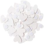 Decoratie hartje 20mm Wit hout  , per 12 stuks met zelfklevend stickertje