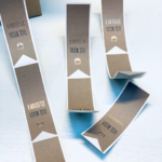 Sticker, Vaantje kraft 25mmx85mm `Bedankt` ( per 5 stuks )