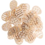 Decoratie paaseitje naturel hout mix ( +/_) 20mmx15mm hout  , assorti per 12 stuks