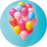 Sticker rond 35mm , `Bos ballonnen` ( set van 10 stuks )