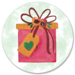 Liefs Karlijn , stickers rond 50mm , Kadootje roze   ( per 10 stuks )