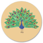 Liefs Karlijn , stickers rond 50mm , Pauw ( per 10 stuks )