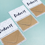 X-Mar , Geld envelop-kaart `Bedankt` zwart wit grijs