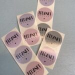 *Sticker,  35mm `Bedankt` poeder tinten ( mix van 10 stuks )