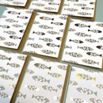 Paper Poetry , dubbele kaart met vissen print ( per stuk )