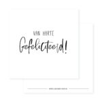 Lizet Beek, minikaartje / kadokaartje vierkant ` Van harte gefeliciteerd!`