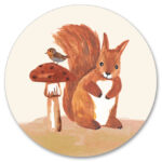 Liefs Karlijn , stickers rond 50mm `Eekhoorntje herfst`   ( per 10 stuks )