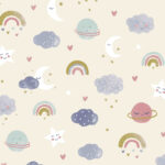 Kadopapier / inpakpapier `Lovely planets` ( 30cmx1meter)