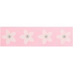 Taft band , 38 mm x 1 meter `Sakura sakura` roze met zacht roze bloemetjes