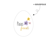Sticker ei 34mm x 45mm KP `Paasfeest`  ( per 10 stuks )