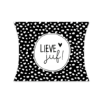 Kadodoosje / gondeldoosje Medium `Lieve juf`  zwart wit