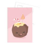 Tante kaartje , kaart A6 `kokosnoot met een rietje`