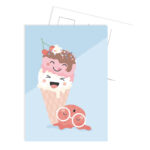 Tante kaartje , kaart A6 `ijsje op hoorntje 3 bolletjes`