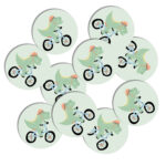 Tante kaartje , sticker 40 mm `Dinosaurus op fietsje`  per 10 stuks