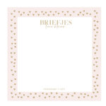Stationery & gift, vierkant notitieblokje `Lieve briefjes` wit / roze / caramel hartjes