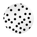 Sticker rond 45mm Witte basis met zwarte stippen all over ( per 10 stuks )