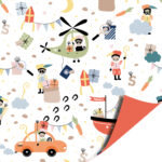 Kadopapier / inpakpapier `Sint pakjes speurtocht` ( 30cmx1meter)