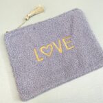 Etui / make-up tasje TEDDY `LOVE` blauw met goud