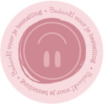 ViaSuuSlijn `Don`t worry, Be happy!`sticker 62mm (!) `Bedankt voor je bestelling` zacht roze ( per 10 stuks )