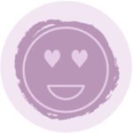 ViaSuuSlijn `Don`t worry, Be happy!`sticker 62mm (!) Zacht paars / lila smiley ( per 10 stuks )