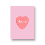 Lots of Lo, A6 ansichtkaart, serie Met Liefde `Hoera` hartje roze