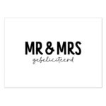 Liefz , kaart A6, zwart wit `MR & MRS gefeliciteerd`