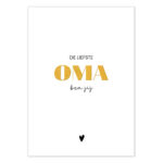 Liefz , kaart A6, zwart wit met goud  `De liefste oma ben jij`