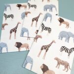 Blokbodemzakje `Safari` dieren  , 15cmx6cmx24cm ( per stuk )