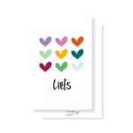 JUDITH maakt , A7 kaartje  `Liefs 9 hartjes`