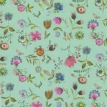 Kadopapier / inpakpapier `Little flowers` Mint basis met roze lila groen blauwe bloemetjes print ( 30cmx1meter)