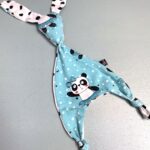 Ook Wauw , Knuffelkonijn, Blauw met panda ballerina / wit met zwarte vlekjes