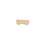 Sticker rechthoek 38mm x 15mm `Yay` gele letters op lila basis ( set van 10 stuks )