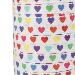 Krullint 10mm paperlook `Gekleurde hartjes op witte basis`  ( 5 meter )