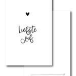 Winkeltje van Anne, A6 ansichtkaart   `Liefste juf` wit met klein zwart hartje