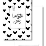 Winkeltje van Anne, A6 ansichtkaart   `Liefste juf` met hartjes print