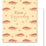 Liefs Karlijn , Kaart A6 `Fijne verjaardag` vissen print