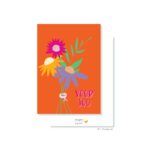 JUDITH maakt , A7 kaartje  `Voor jou` bloemen op oranje achtergrond