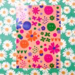 ViaSuuSlijn `Summer Festival`A7 klein kaartje zalm / oranje basis