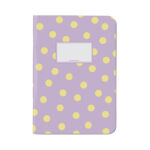 Krima & Isa , schrift A5 `Stippen` lila met geel