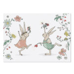 Krima & Isa , ansichtkaart A6  `Dansende haasjes`