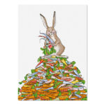 Krima & Isa , ansichtkaart A6  `Haas op berg wortels`